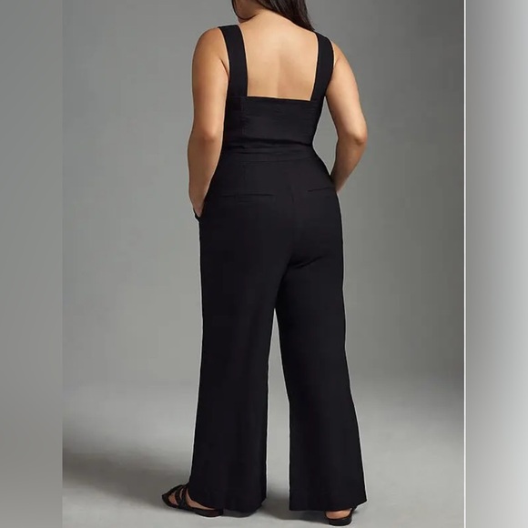 NWOT Anthropologie MAEVE The Portside Button-Front Jumpsuit - Black - Picture 2 of 9
